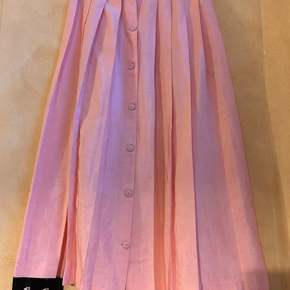 Peach w/Orange Speckles Button-Down Pleated Skirt